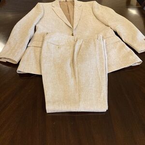 J. Crew 2pc light brown linen suit.